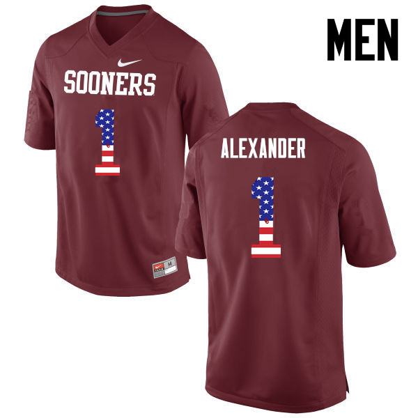 Men Oklahoma Sooners #1 Dominique Alexander College Football USA Flag Fashion Jerseys-Crimson - Click Image to Close